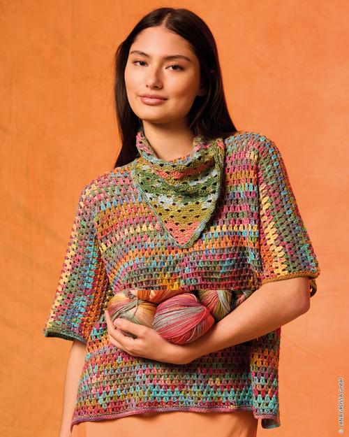 KOPFTUCH IM BOGENMUSTER - Gomitolo Alga