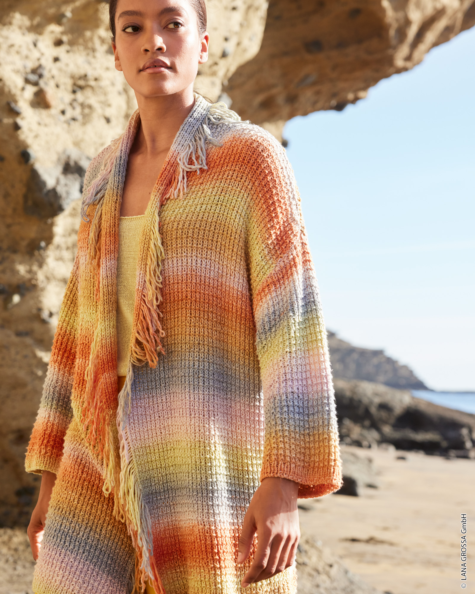 JACKE MIT SCHALKRAGEN UND FRANSEN - Cotonella